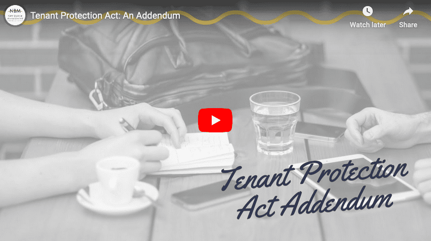 Tenant Protection Act: An Addendum